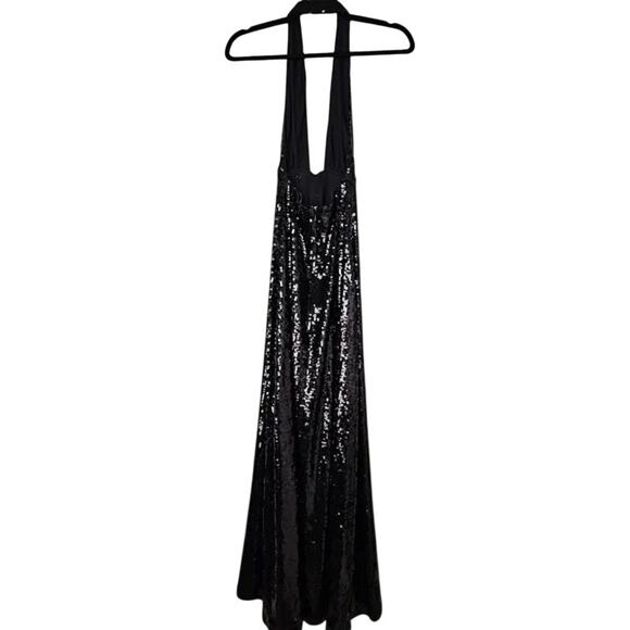 NWT Weworewhat Sequin Halter Dress Full Length Maxi Dress Sleeveless 2 Black - Picture 7 of 16
